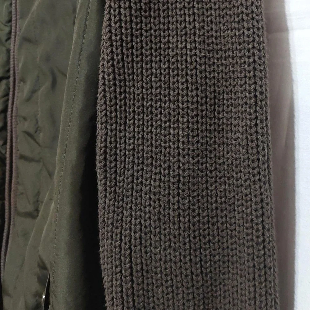 Marc New York Andrew Marc Mens Olive‎ Green Hybrid Quilted Knit Hooded Jacket M